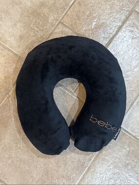 bebe Black Rhinestone U-Shaped Travel Neck Pillow